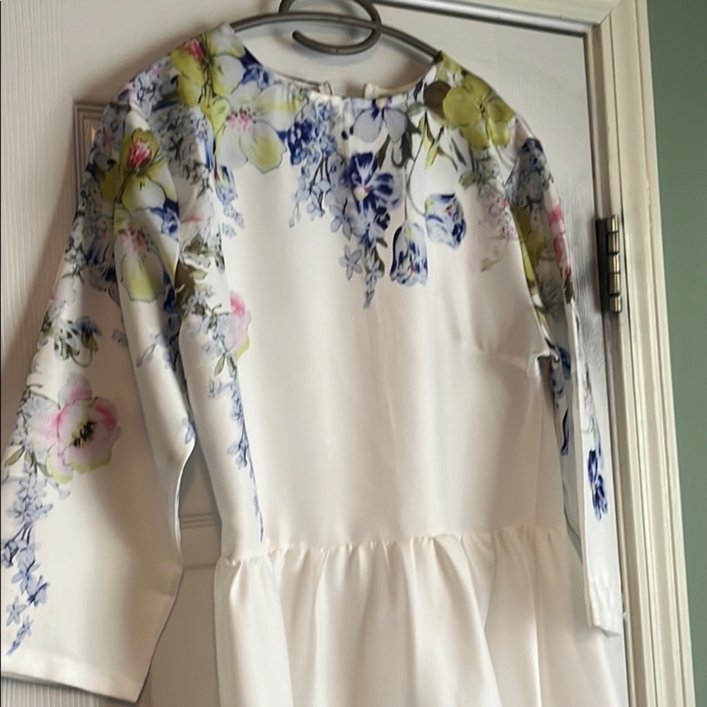 Beautiful dressy white summer dress with flowers